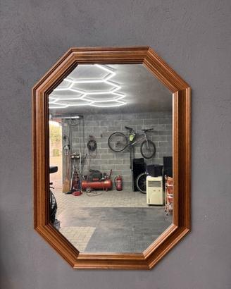 Specchio da parete ottagonale vintage in legno