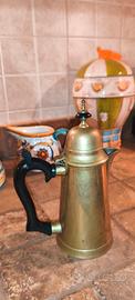 Caffettiera Cioccolatiera Vintage Ottone Manico Ne