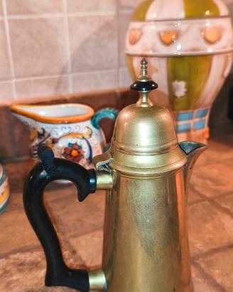 Caffettiera Cioccolatiera Vintage Ottone Manico Ne