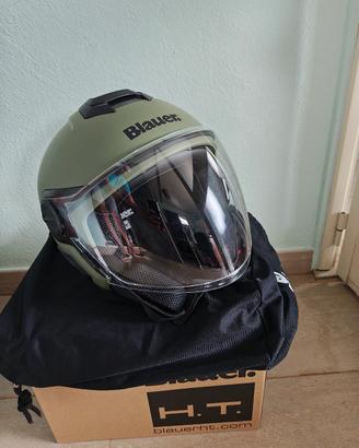 Casco Moto Blauer Verde Opaco Doppia Visiera - M