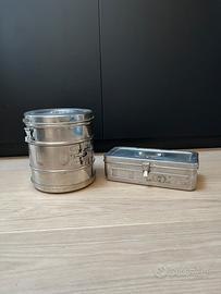 Coppia scatole metallo chirurgo vintage