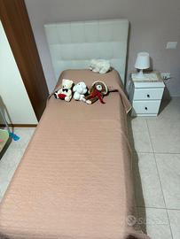 Letto Singolo Contenitore in Ecopelle Bianca – Com