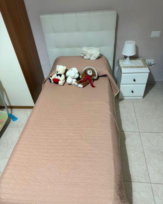 Letto Singolo Contenitore in Ecopelle Bianca – Com
