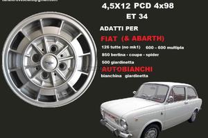 Cerchi abarth 4,5x 12 4x98 fiat 600 campagnolo