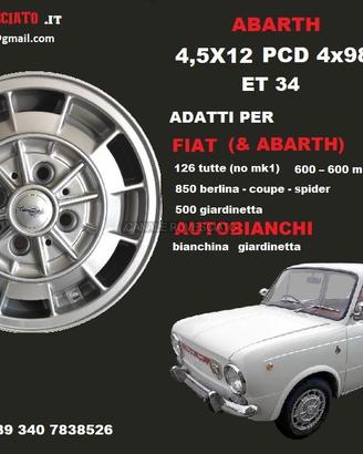 Cerchi abarth 4,5x 12 4x98 fiat 600 campagnolo