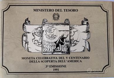 1991 Italy 500 lire " V Centenario Scoperta dell' 