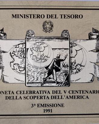 1991 Italy 500 lire " V Centenario Scoperta dell' 