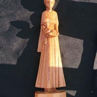 Antica scultura in legno Madonna con bambino