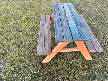 Panchina tavolino da giardino per bambini in legno