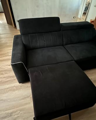 Divano letto nero in tessuto