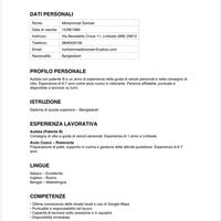 Operaio ,Magazziniere,Aiuto Cuoco,Pulizie