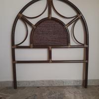 Spalliera per letto singolo in bambù e rattan