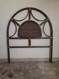 Spalliera per letto singolo in bambù e rattan