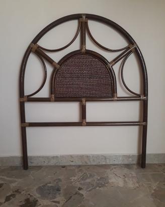 Spalliera per letto singolo in bambù e rattan