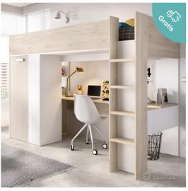 cameretta a soppalco con scrivania 