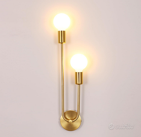 Lampada da Parete Interno Oro, 2 Luci E27 Applique