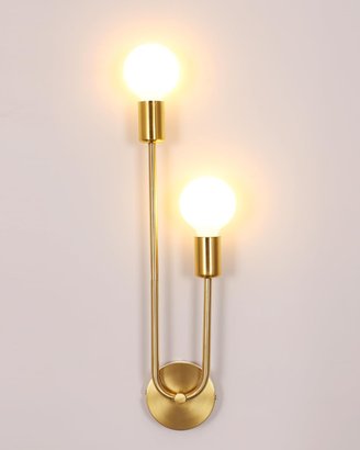 Lampada da Parete Interno Oro, 2 Luci E27 Applique