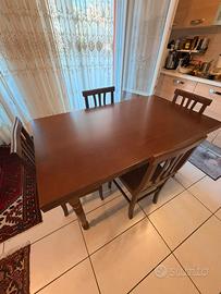 Tavola allungabile in legno arte povera + 6 sedie