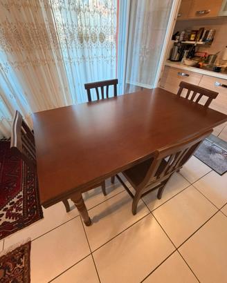 Tavola allungabile in legno arte povera + 6 sedie