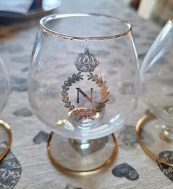 6 bicchieri vintage brandy napoleon filo d'oro 