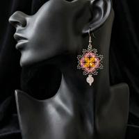 Orecchini Vintage Neo-barocco Gemme Quarzo rosa