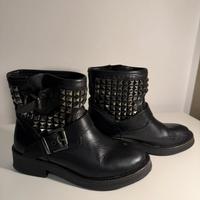 Stivaletti Donna Biker in Vera Pelle Neri – N.36