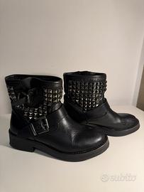 Stivaletti Donna Biker in Vera Pelle Neri – N.36