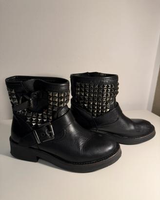 Stivaletti Donna Biker in Vera Pelle Neri – N.36