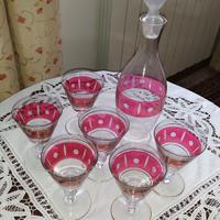 6 bicchieri in vetro colorato + 1 bottiglia