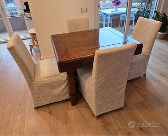 Tavolo antico allungabile in legno - stile Liberty