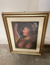 Quadri dipinti a mano volti donna cornici in legno