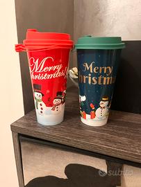 Set 2 Bicchieri di Natale con coperchio