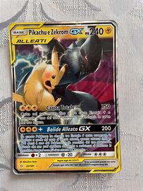 Carta Pokemon Pikachu E Zekrom Alleati Gx