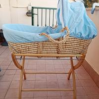 culla vimini e legno 