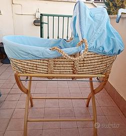 culla vimini e legno 