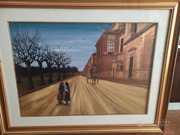 Quadro paesaggio su lastra rame