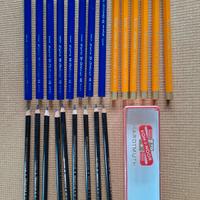 Lotto matite carboncino pastelloni blu e ceramica 