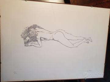 Renato Guttuso litografia nudo. disteso