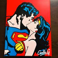 Quadro bacio superman e Wonder woman