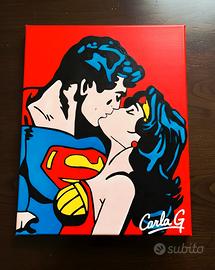 Quadro bacio superman e Wonder woman