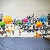 Quadro vietnamita moderno 157 x 67cm con telaio