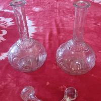 Coppia bottiglie in vetro da liquore