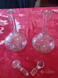 Coppia bottiglie in vetro da liquore