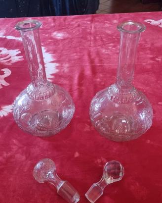 Coppia bottiglie in vetro da liquore