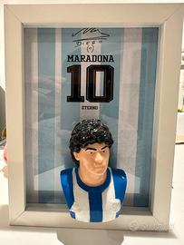 Quadro 3D Diego Maradona - Busto DIPINTO A MANO