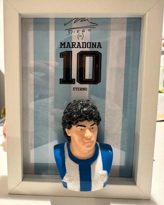 Quadro 3D Diego Maradona - Busto DIPINTO A MANO