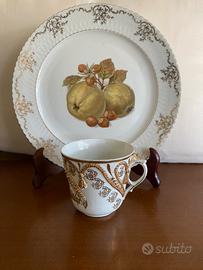 Lotto tazza + piatto porcellana epoca
