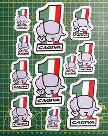 Set di 11 adesivi tipo Cagiva vintage.