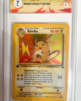 Pokemon, Raichu, Fossil, 1° edizione, GRAAD 7