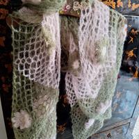 Sciarpa stola mohair uncinetto handmade fiori